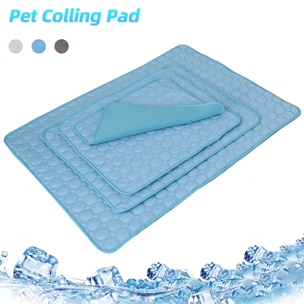 

Pet Cooling Mat Dog Cat Sleeping Pad Cool Ice Silk Moisture-proof Mattress Cushion Summer Small Animal Cold Bed 5 sizes