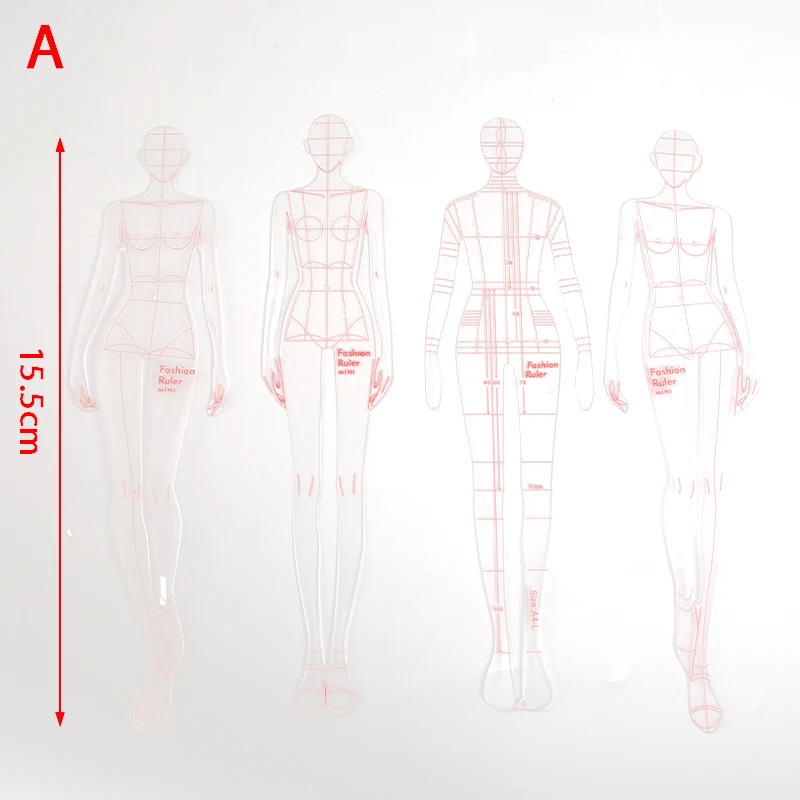 4pcs/set Women Fashion Drawing Ruler Figure Drawing Template For Fashion Design Fashion Illustration Sketch Template Tool Kit