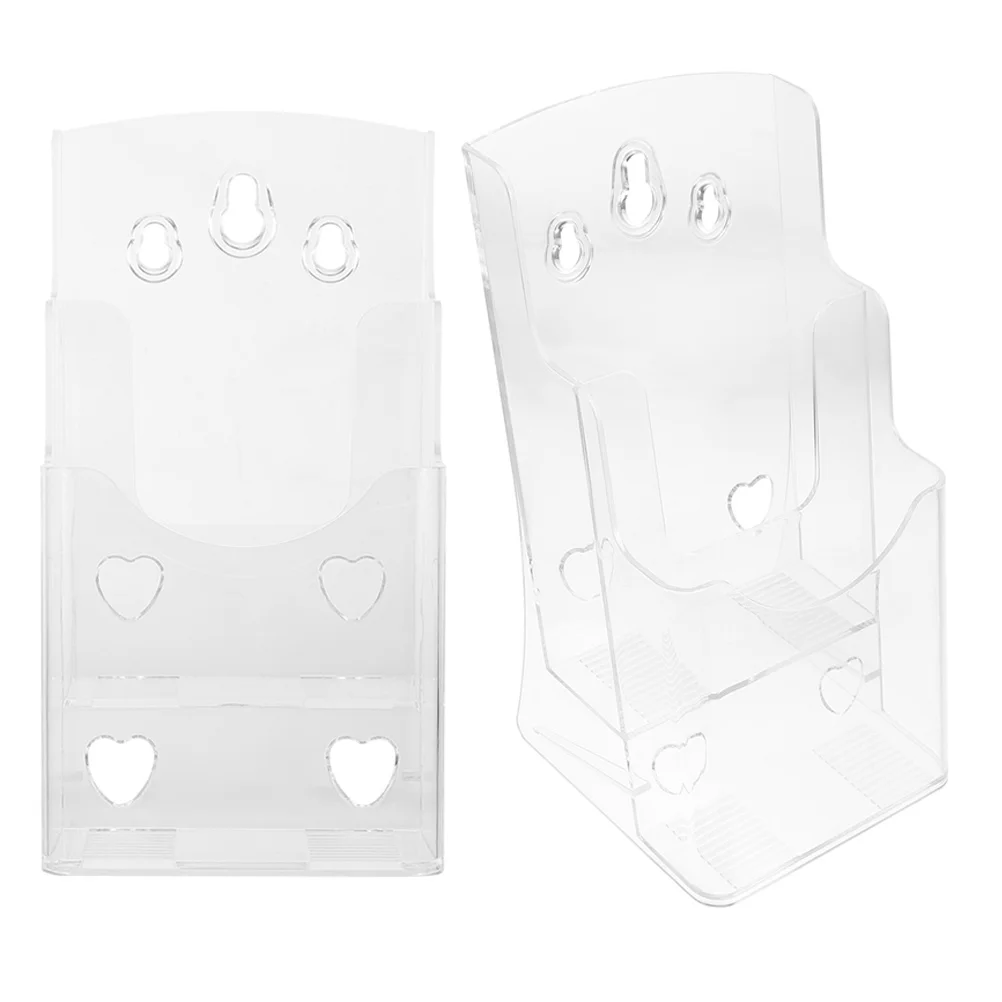 

2 Pcs Display Stand Wall-mounted Storage Rack Organizers Clear Magazine Holder