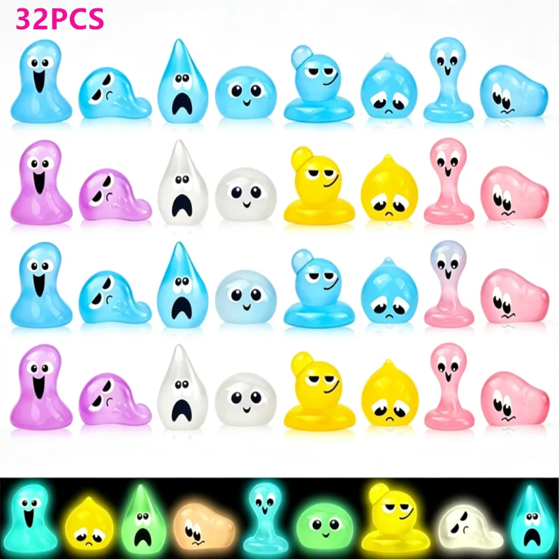 32Pcs Glow in The Dark Mini Water Elf Resin Figures Tiny Luminous Ornament Fairy Garden Halloween Decor Fairy Garden Decor