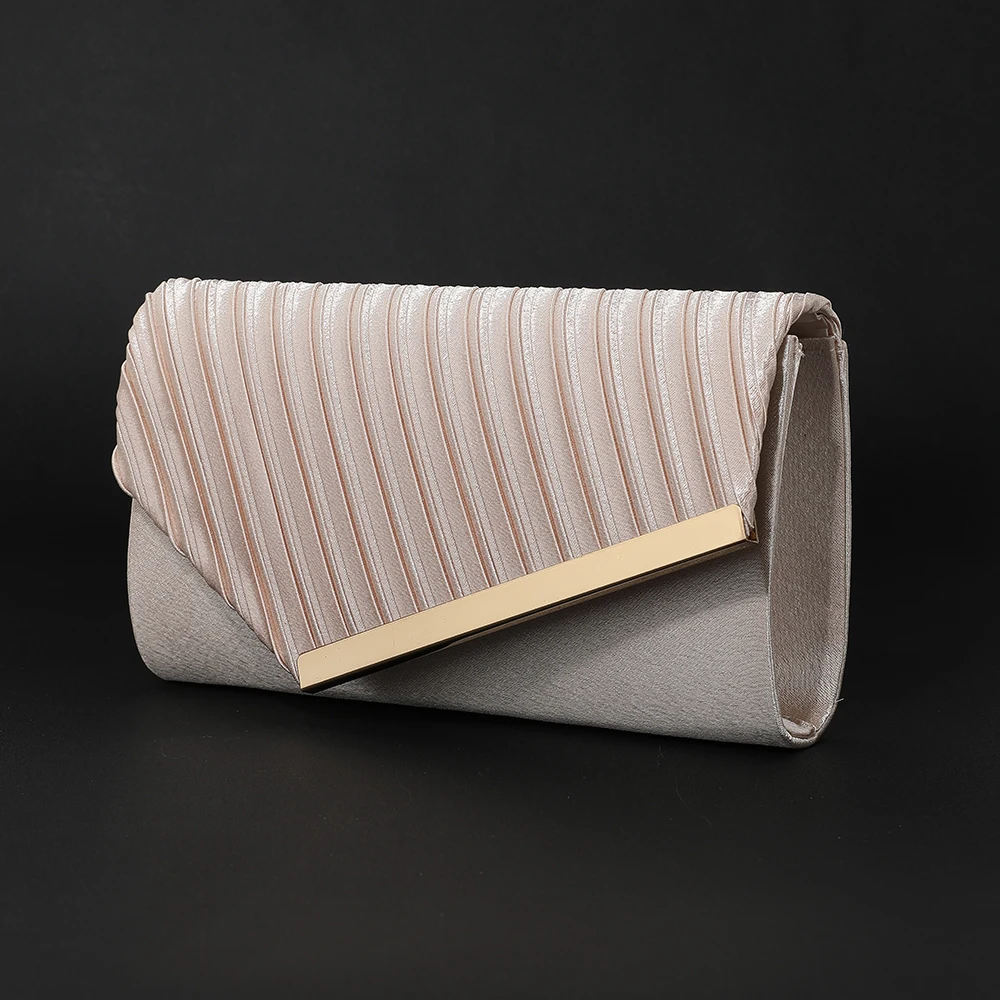 New pleated evening bag - premium metallic-edge envelope bag - wedding party, party attendant's dress handbag
