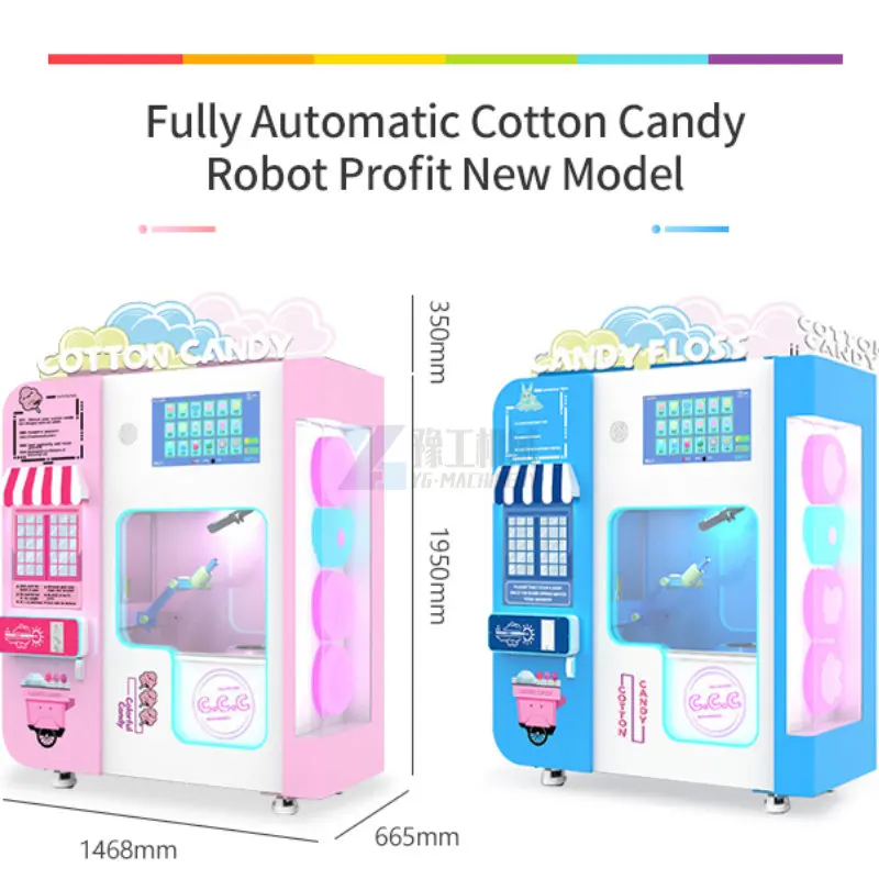 Hot Sale Custom Design Highly Interactive Vending Machine Making Cotton Candy Machine Smart Cotton Candy Machine