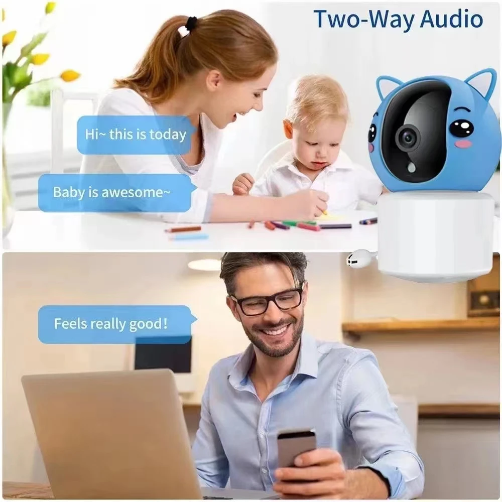 2MP 1080P Tuya APP Wireless WIFI PTZ IP Camera Crying Temperature Monitoring Lullaby Baby Camera Intercom Babysistter Nanny Cam