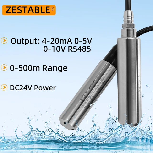 Inteligentny przetwornik poziomu wody, zasięg 0-500M, wyjście 4-20mA 0-5V 0-10V RS485, czujnik hydrostatyczny poziomu cieczy w zbiorniku.