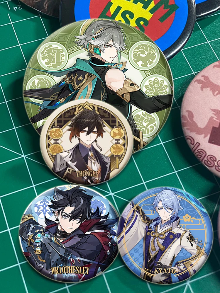 Hot Anime Geshin Impact Pins Tinplate Badge DIY Custom Cartoon Brooch Pin for Fans Collection Gifts Decorative Clothes Backpack