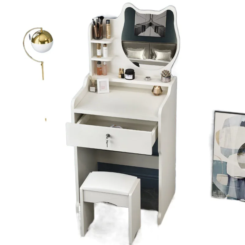 Dressing table, bedroom, simple and modern makeup table, mirror, bedside storage cabinet, fashionable internet celebrity Instagr