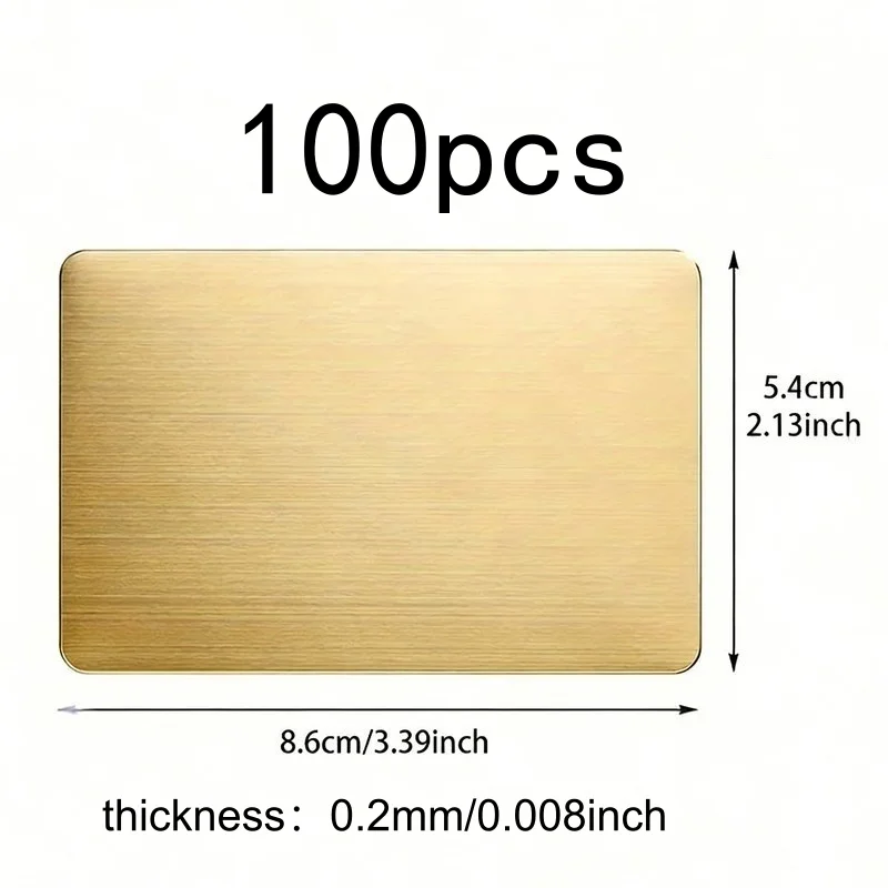 100pcs Rose Gold Multifunctional Aluminum Alloy Card Neat Plate Laser Engraving Sublimation Compatible for Business Festival DIY