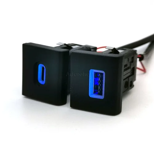 Puerto PD tipo C Dual para coche QC3.0 interfaz USB enchufe cargador de teléfono adaptador de corriente para VW Amarok 2011-2018 Accesorios