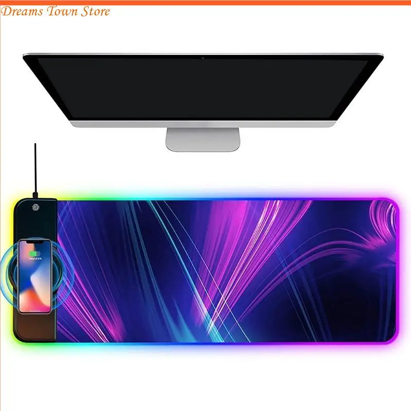 

HX6A Computer Wireless Charging RGB Mousepad Gaming Large Mouse Desk Keyboard Pad Mat