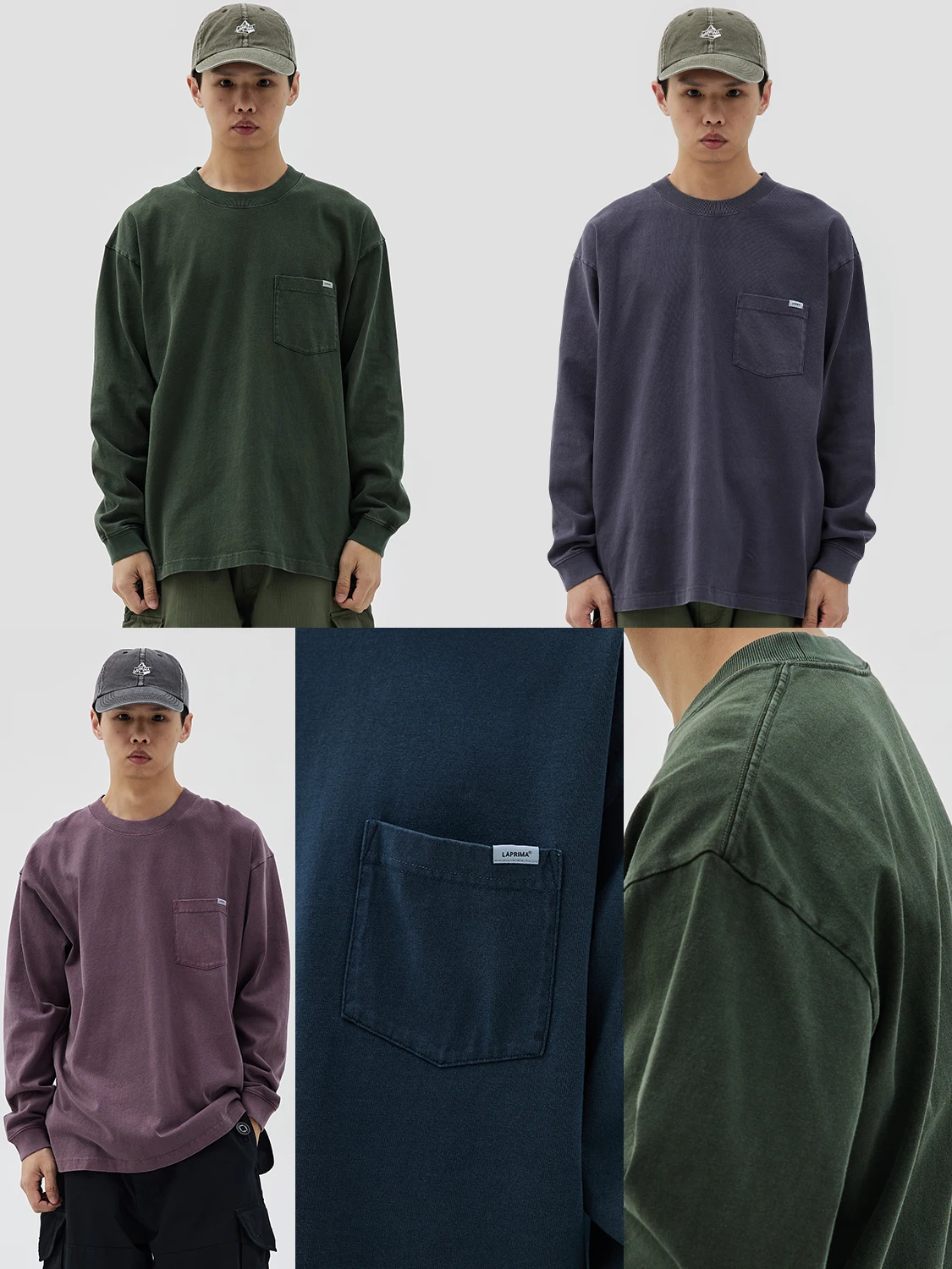 

Футболка LAPRIMA Basic с длинным рукавом, окрашенная воском, молодежная, модная, свободного кроя, повседневная, с круглым вырезом, для осени