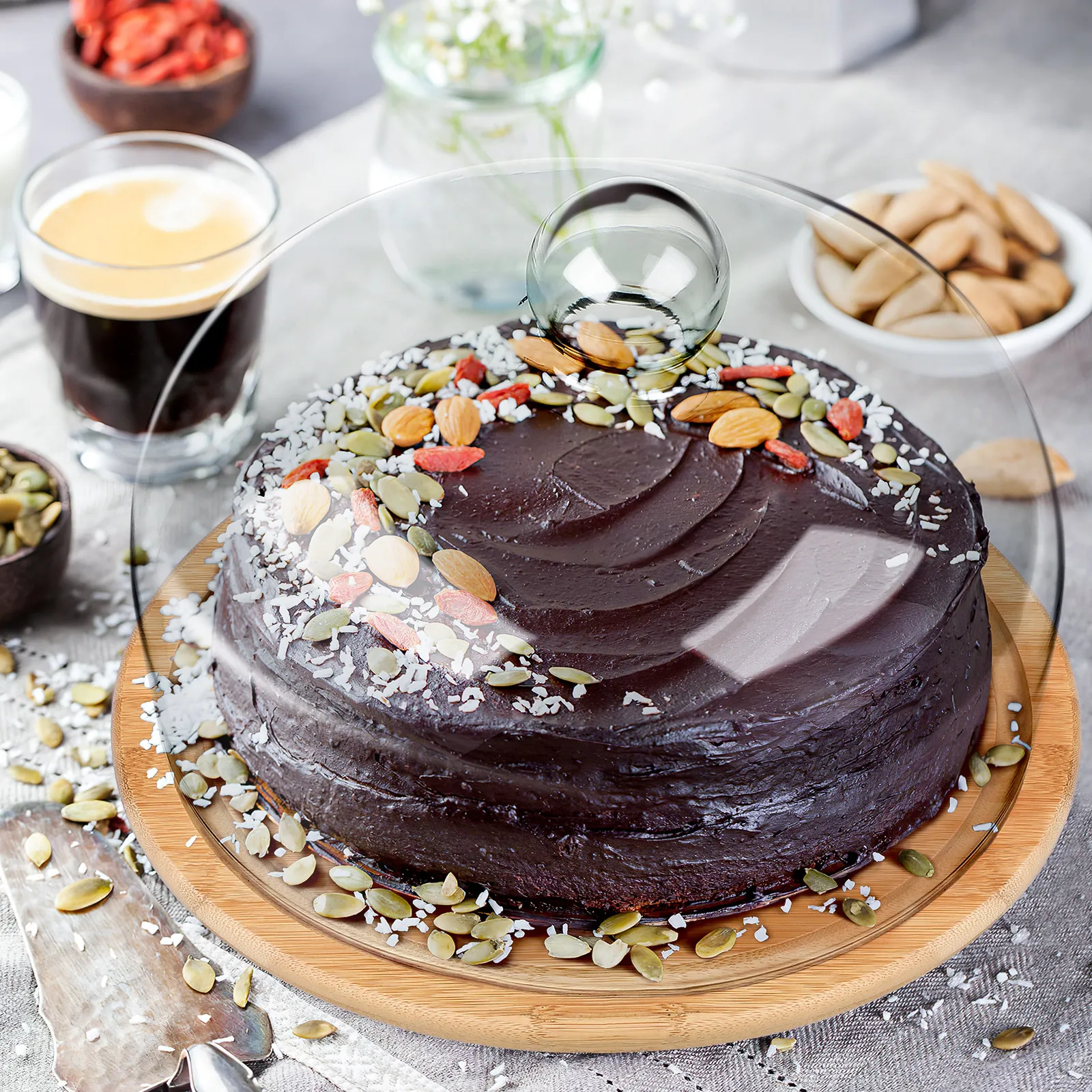 

Набор: тарелка для торта со стеклянной крышкой, пылезащитный поднос для десертов, высокопрозрачная крышка для дома, кафе, мероприятий, подставка для демонстрации тортов