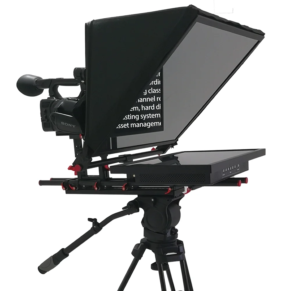 24G Outdoor Teleprompter Use Best Quality Beam Splitter Glass Prompter Set 24 Inch Embedded Broadcast Studio Teleprompter