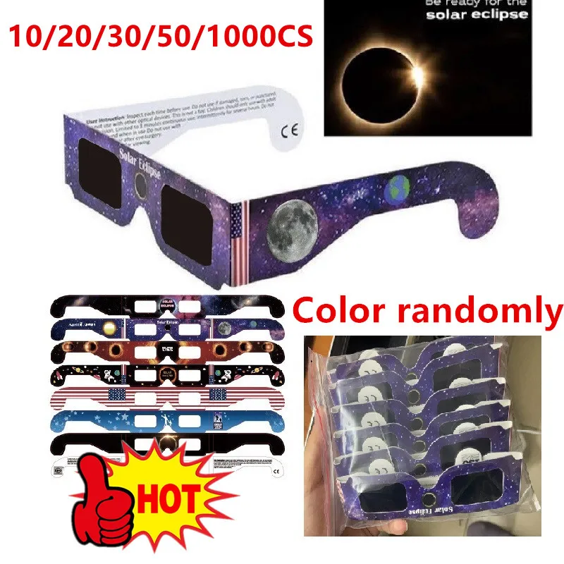 Wholesale Paper Solar Eclipse Glasses Safe For Direct Sun Viewing Observe Total Eclipses Partial Eclipse 10/20/30/50/100Pcs
