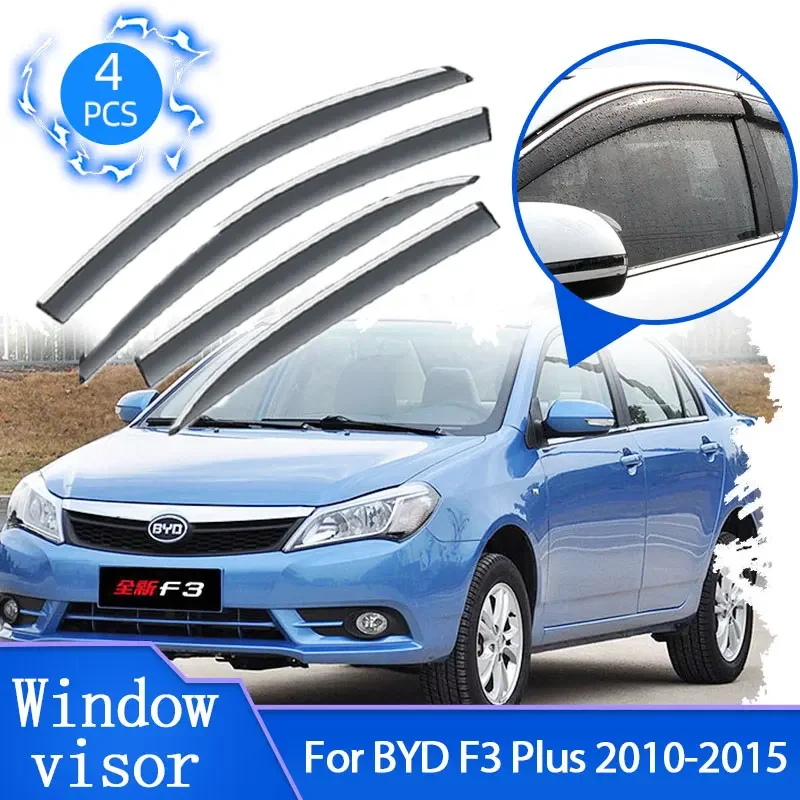 For BYD F3 Plus L3 F5 2010~2015 Deflectors Vent Awning Guard Cover Protector Sun Rain Smoke Window Visor Trim Auto Accessories