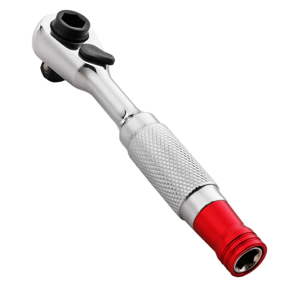 Compact Ratchet Wrench Tool Ergonomic Grip Compact Repair Tool Chrome-Plated Finish Maintenance Tool Non-Slip Handle