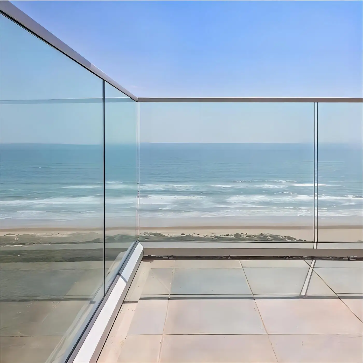 التخصيص بدون إطار الألومنيوم U قناة شرفة / درابزين زجاجي للدرج سعر المصنع #2