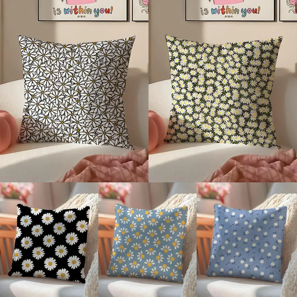 Daisy Pattern Cushion Cover Short Plush Pillowcase Sofa Decorative Cushion Bed Pillow Gift Idea
