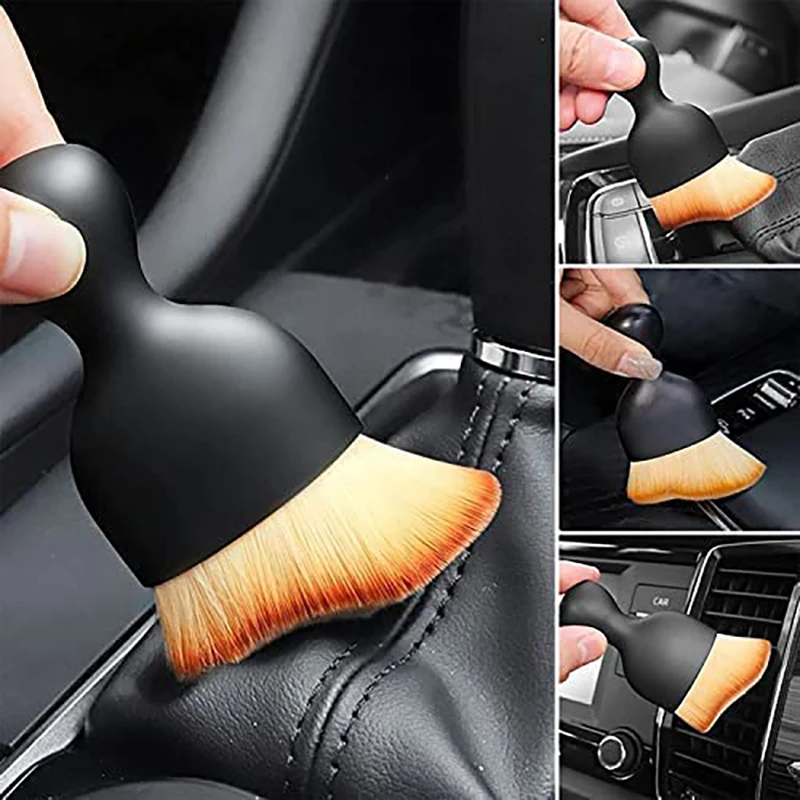 Car Interior Cleaning Brush with Cover Car Detailing Soft Bristles Cleaning Tools Dust Cleaner Brushes for Auto