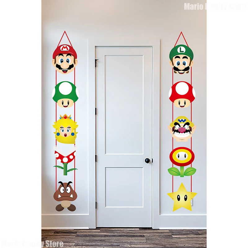 10pcs Super Mario Bros Theme Party DIY Door Hanging Anime Children Birthday Christmas Party Decorations Supplies Accessories