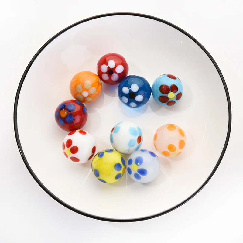 10PCS Glass Ball 16mm Cream Console Game Pinball Small Marbles Pat Toys Parent- Child Beads Bouncing Ball Machine Cattle