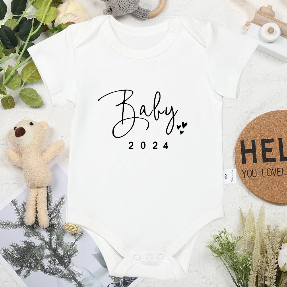 Baby 2024 Fun Toddler Jumpsuit Fashion 5 Color Newborn Clothes New Year Gift Short Sleeve Cotton White Boys and Girls Romper