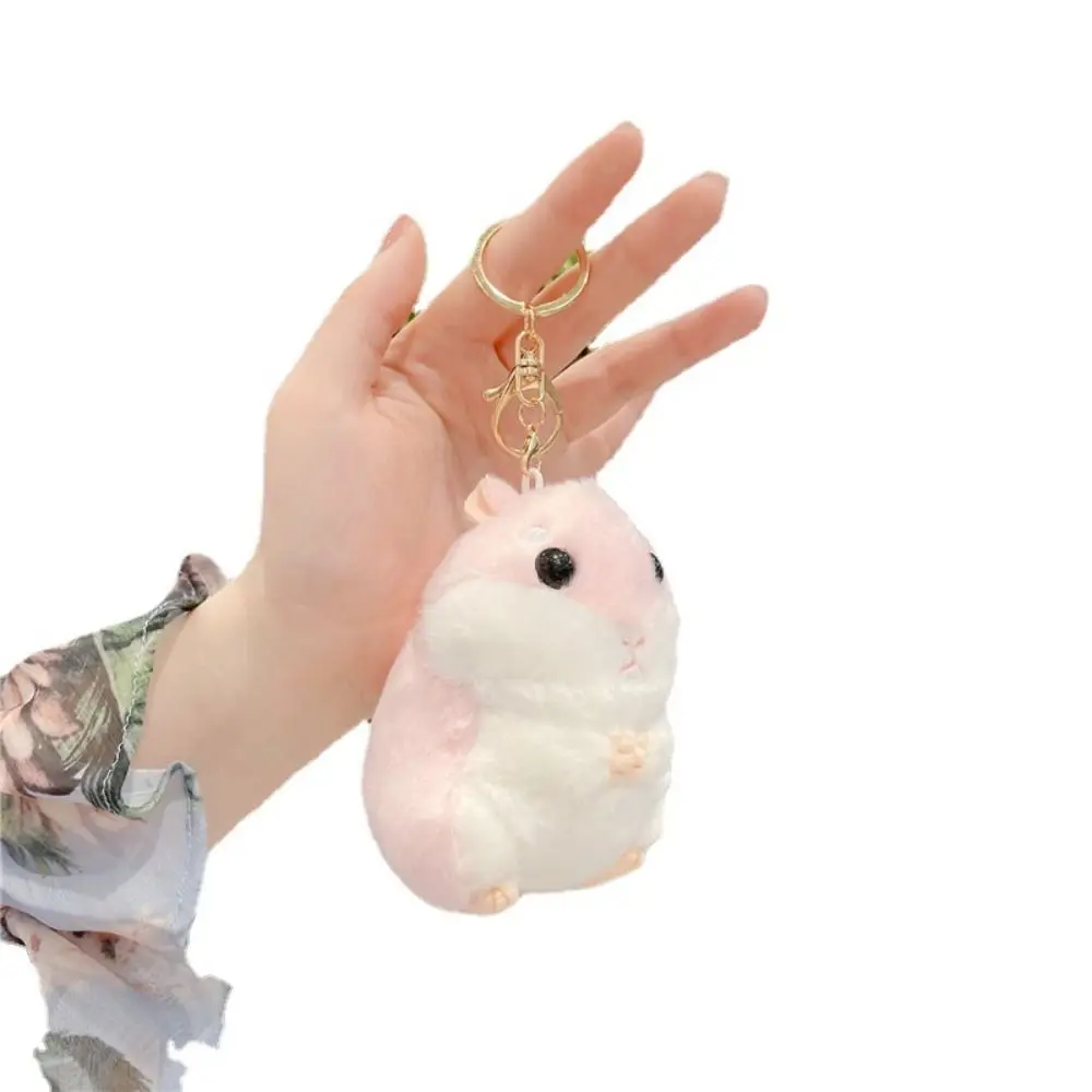 Chaveiro boneca hamster de pelúcia para homens e mulheres, brinquedo criativo dos desenhos animados, pingente chave anel bonito