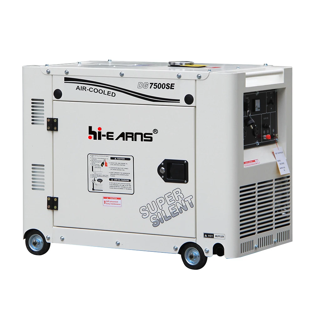 6kw air cooled side panel die·sel generators portable 188FA with One-click stop button