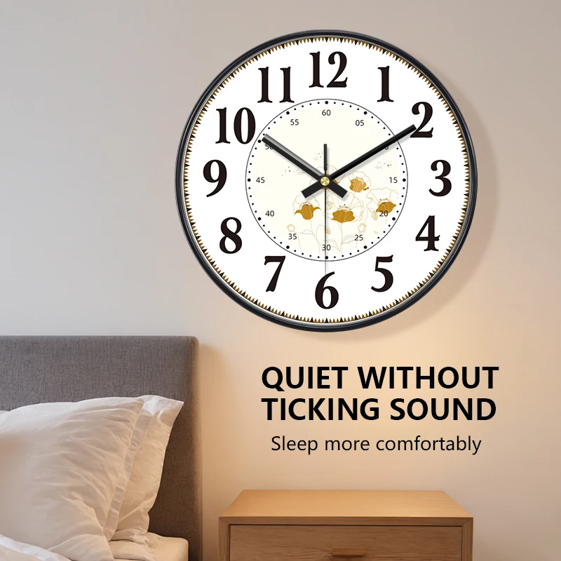 Classic Round Wall Clock Large Characters Silent Movement Living Room Bedroom Offices Easy To Read Clock Gift For Home Decor