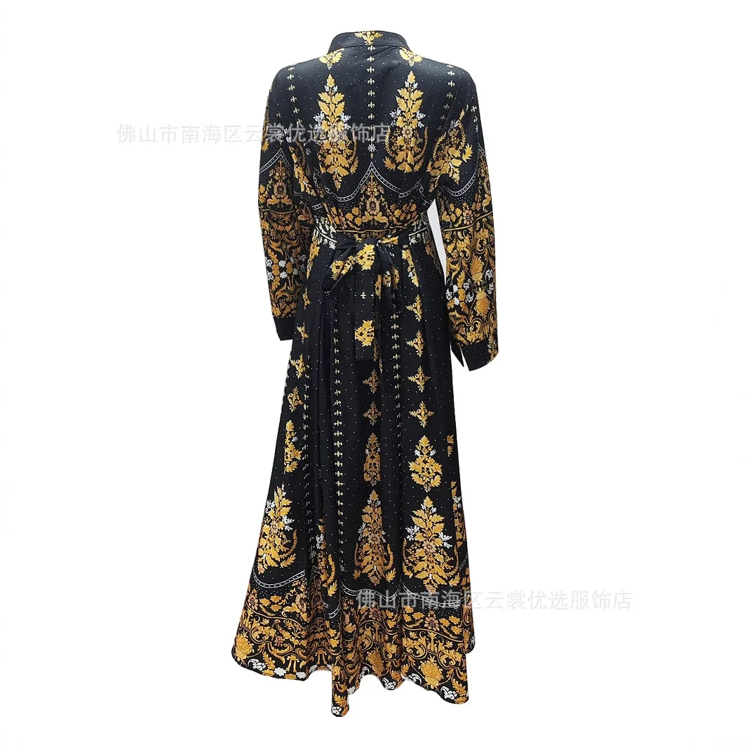 فستان نسائي بتصميم عتيق في الشرق الأوسط مطرز بعرقية إسلامية عصرية للخريف والصيف مجموعة ملابس الرياح الجنسية