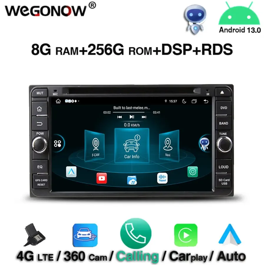 360 camera DSP Android 13.0 For Toyota RAV4 Corolla Vios Hilux 8GB RAM 256GB 8 Core Car DVD Player RDS RADIO GPS map BT 5.0 Wifi