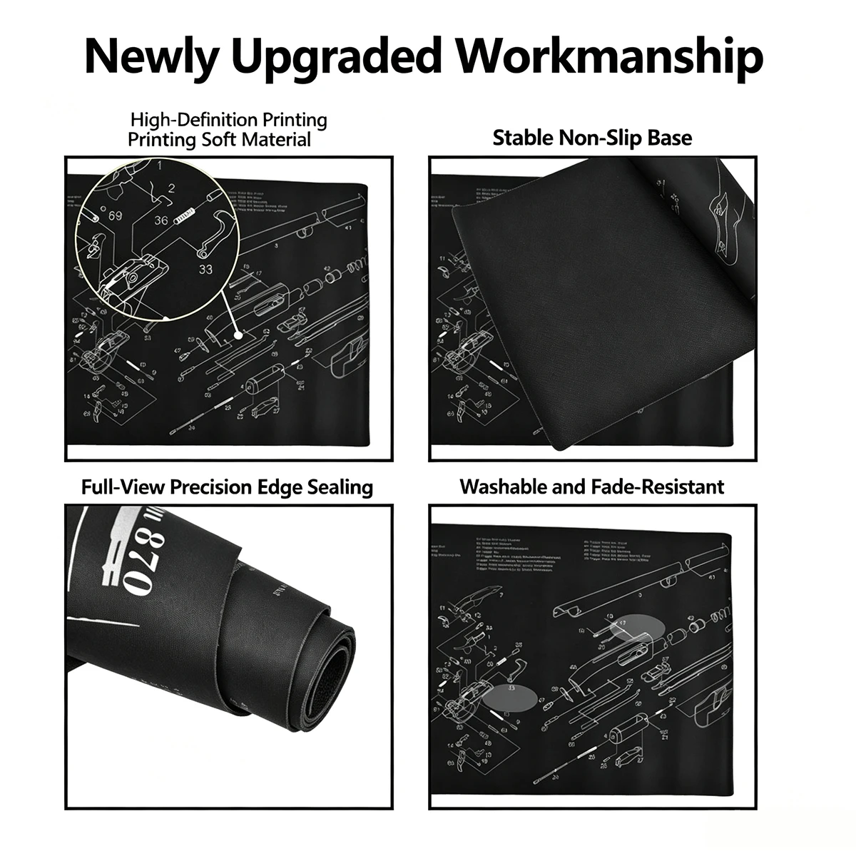 AR15 AK47 Mouse Pad Remington 870 Rifle Gun Smith Repair Build Bench Pads Cleaning Rubber Parts Diagram Instruction 40/30*90CM view 3