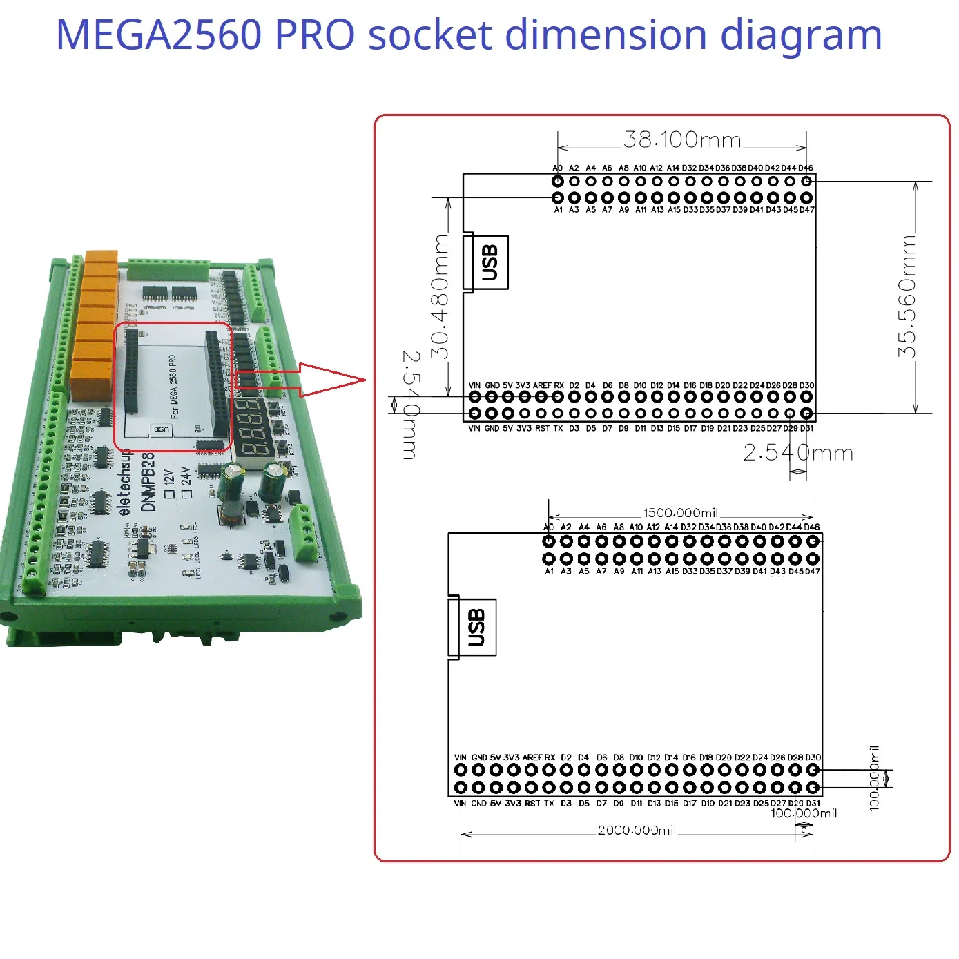 Imagem -05 - Multifunções Mega2560 Pro Placa de Expansão Tensão Atual Adc Collection Npn Pnp di Relé Isolado Mos Fazer para Arduino dc 12 v 24v