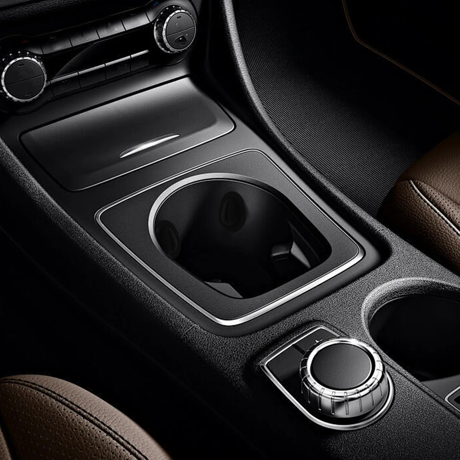 حامل أكواب من السيليكون، محدد وحدة التحكم المركزية لزجاجات مياه السيارة، حامل أكواب مضاد للانزلاق ومضاد للصدمات، إدراج السيارة