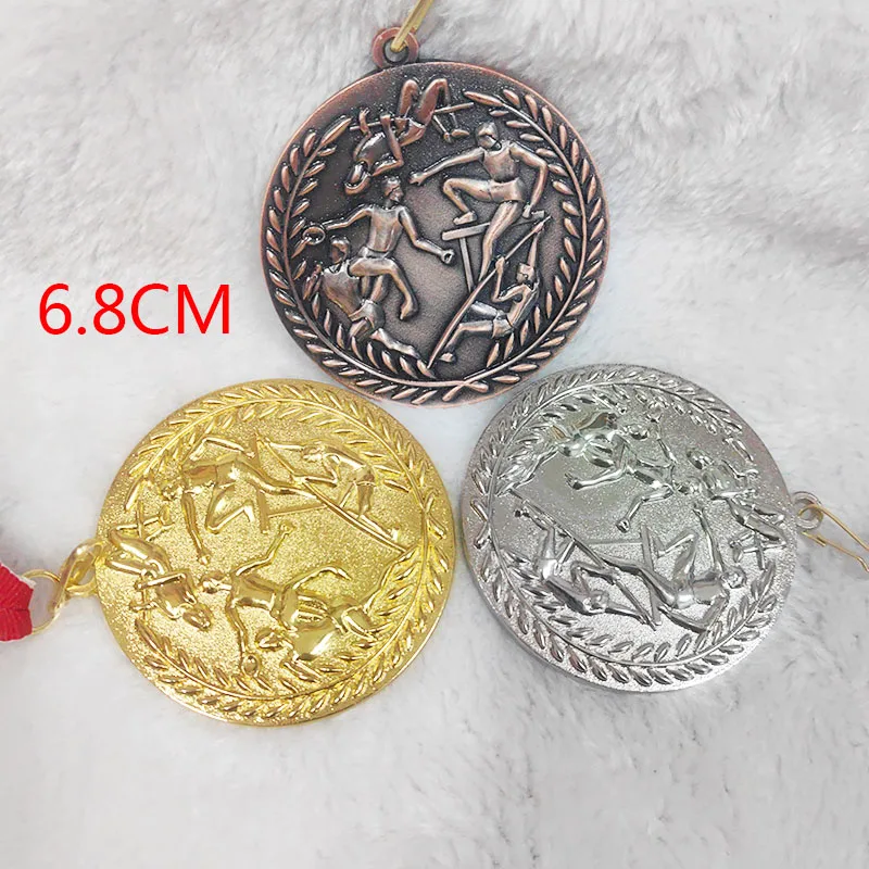 Triathlon medal School Sports Medal Gold Silver Bronze Motion, Honor Communication Ability/self-confidence Developing 6.8cm