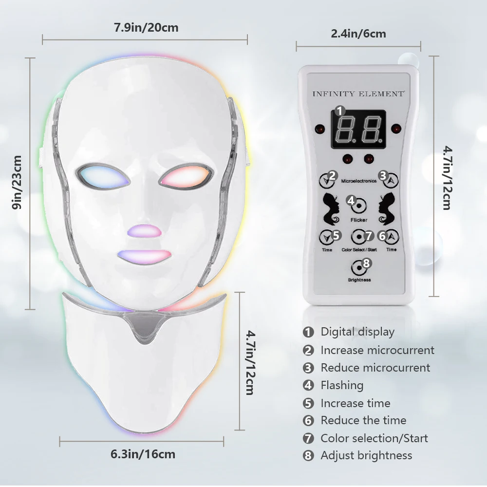 LED beauty Mask Photon 7color Anti-Acne Apparatus Micro Current Colorful Lifting Face Wearing With Neck Skin Care Beauty Device