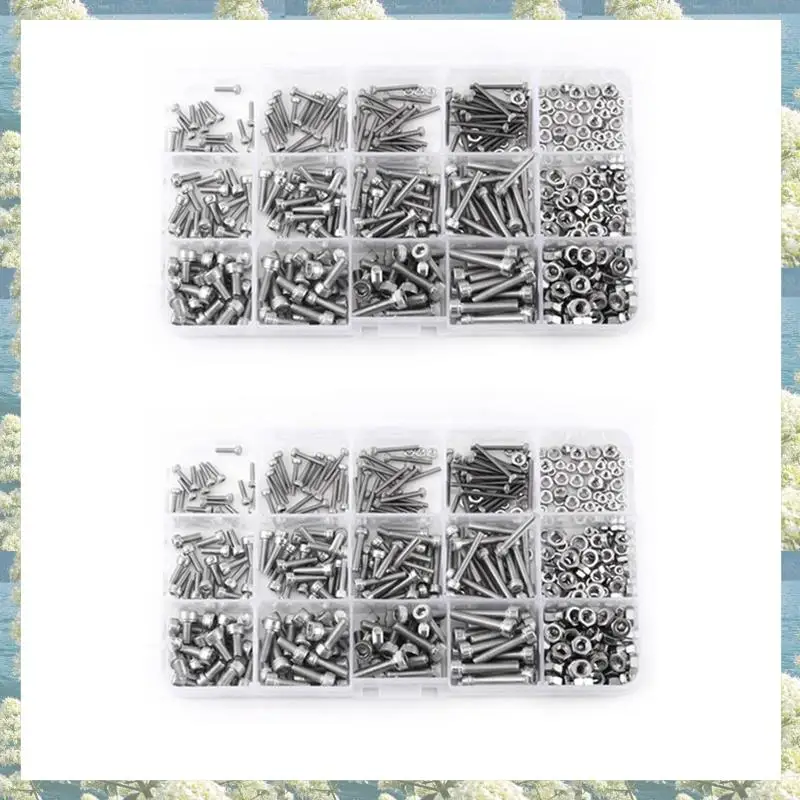 

Best Of 2025-960Pcs M2 M3 M4 Hex Socket Screws Set Stainless Steel Hex Socket Cap Head Nuts Repair Tool