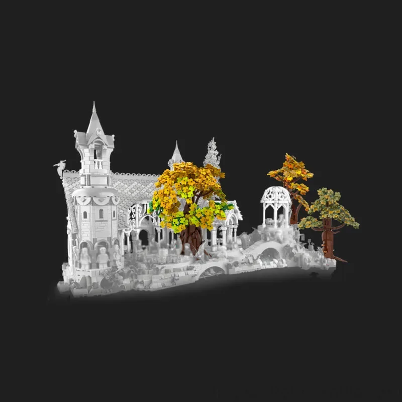 Ringen Film Rivendell Uitbreiding The Shire Bomen Model Moc Bouwstenen DIY Creatieve Montage Bricks MOC-234524 MOC-216710