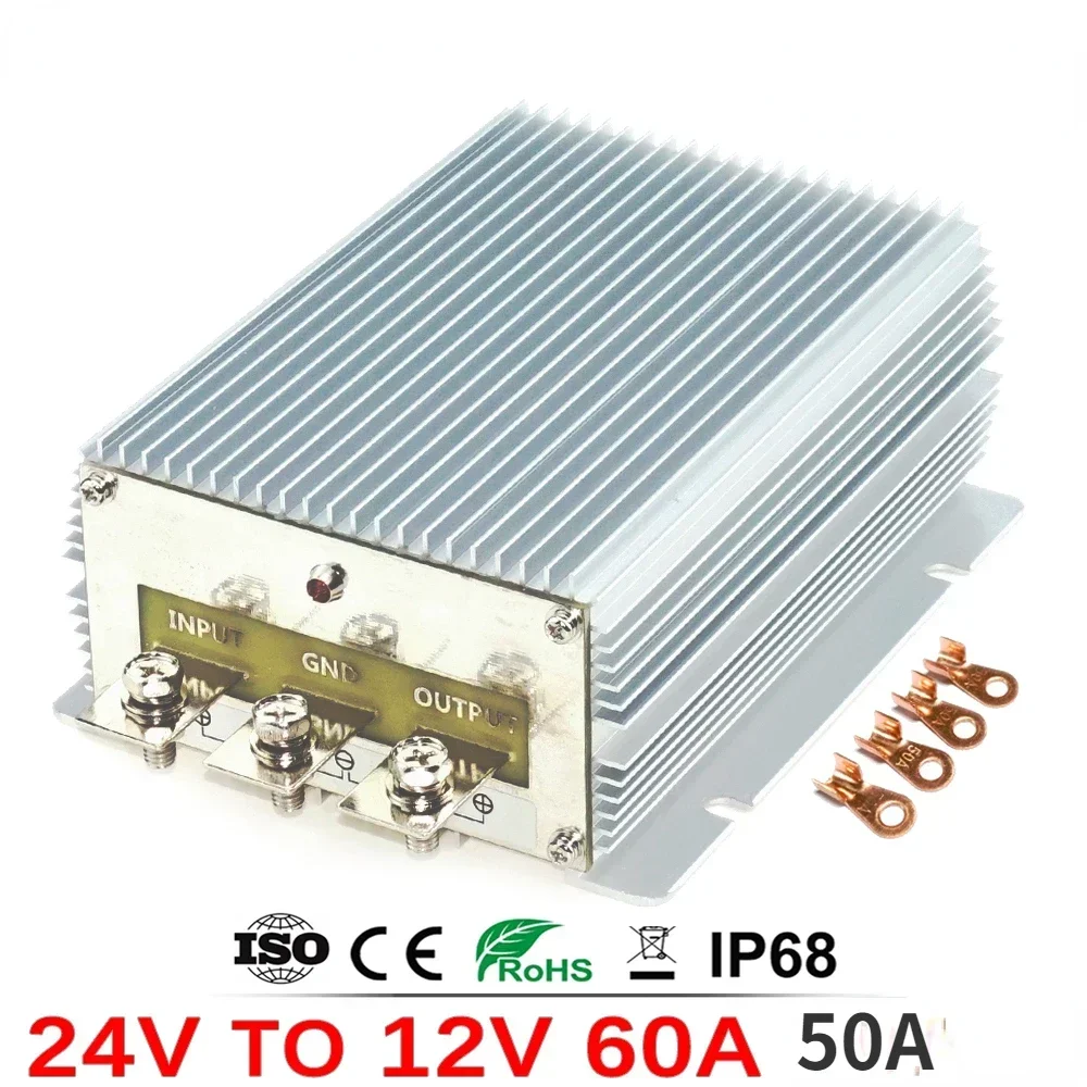 24V to 12V 50A 60A Buck DC DC Power Converter Step Down Voltage Regulator 18-36V Power Supply Module for Car Solar Truck Boat