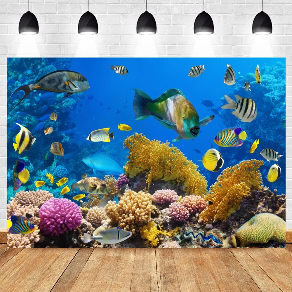 خلفية قاع البحر العالمي تحت الماء للتصوير الفوتوغرافي المحيط تحت سطح البحر سمك القرش المرجاني حوض السمك ديكور عيد الميلاد دعائم خلفية الصورة