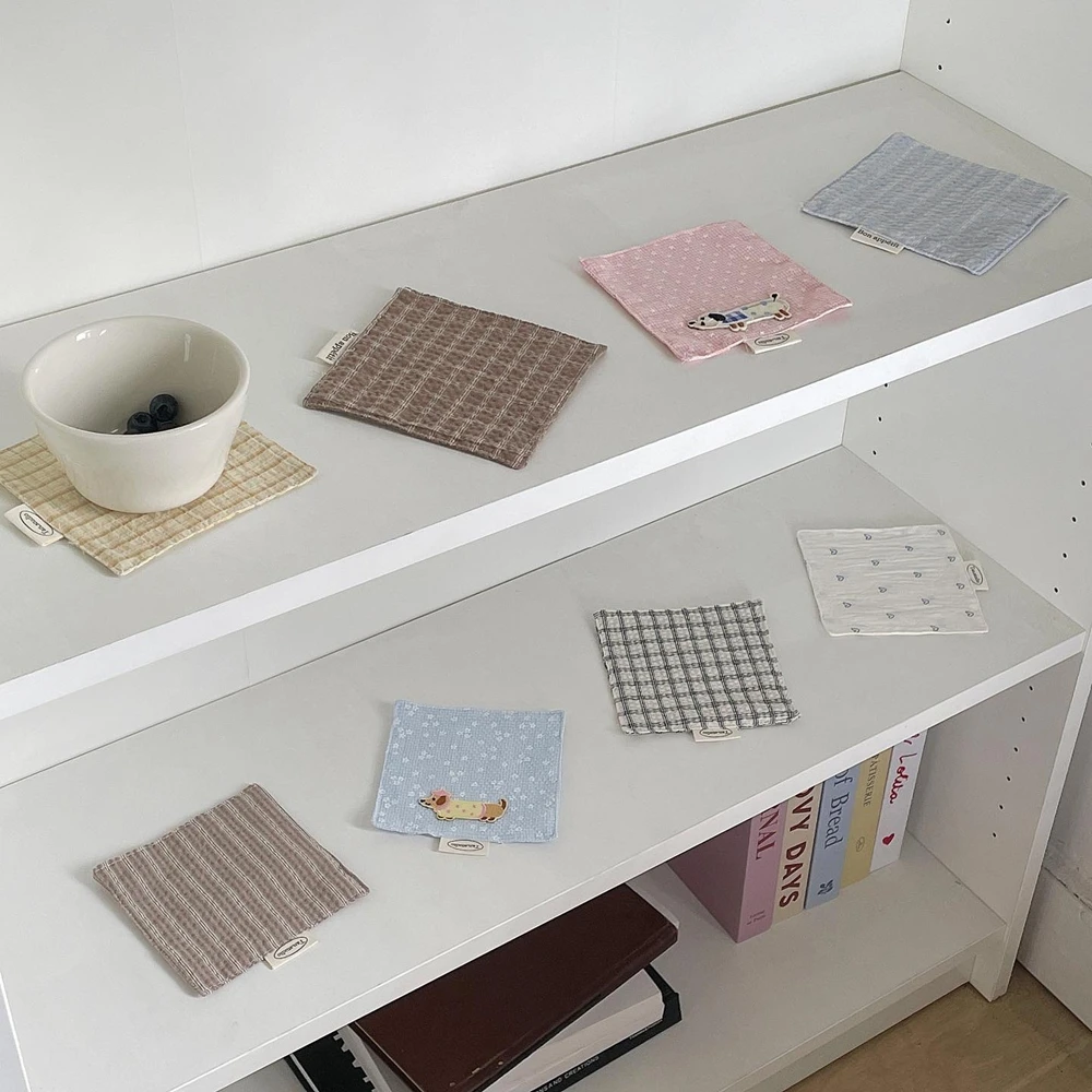 Sottobicchiere in cotone fatto a mano in stile coreano, modello a quadri, tappetino isolante, tovagliette, decorazione per la casa, accessori da cucina