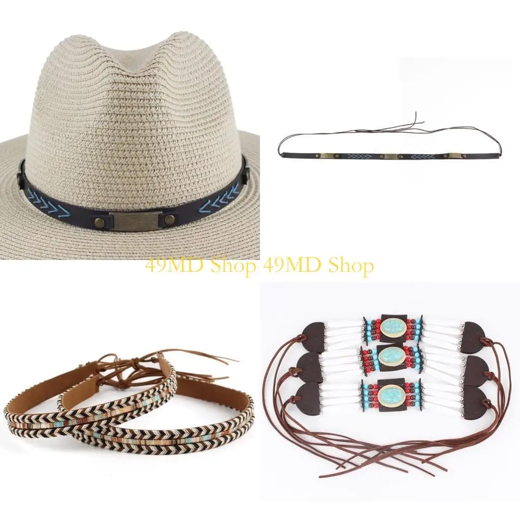

49MD Western Hat Belt DIY Hat Band Beaded Hat Band Cowboy Hat Band Hat band