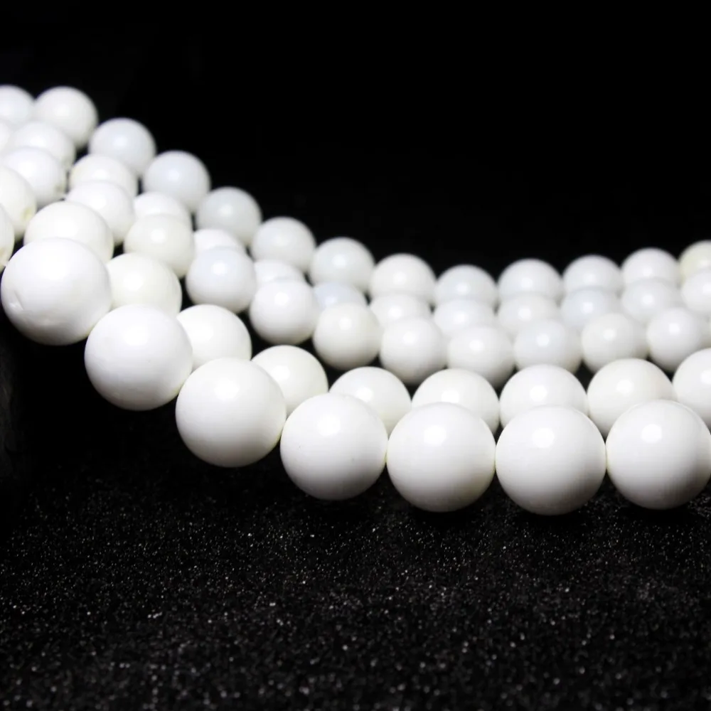 Perles rondes en coquillage Tridacna blanc naturel, pour la fabrication de bijoux, accessoires pour bracelets et colliers, DIY, 6/8/10/12mm, brin 15 '', vente en gros