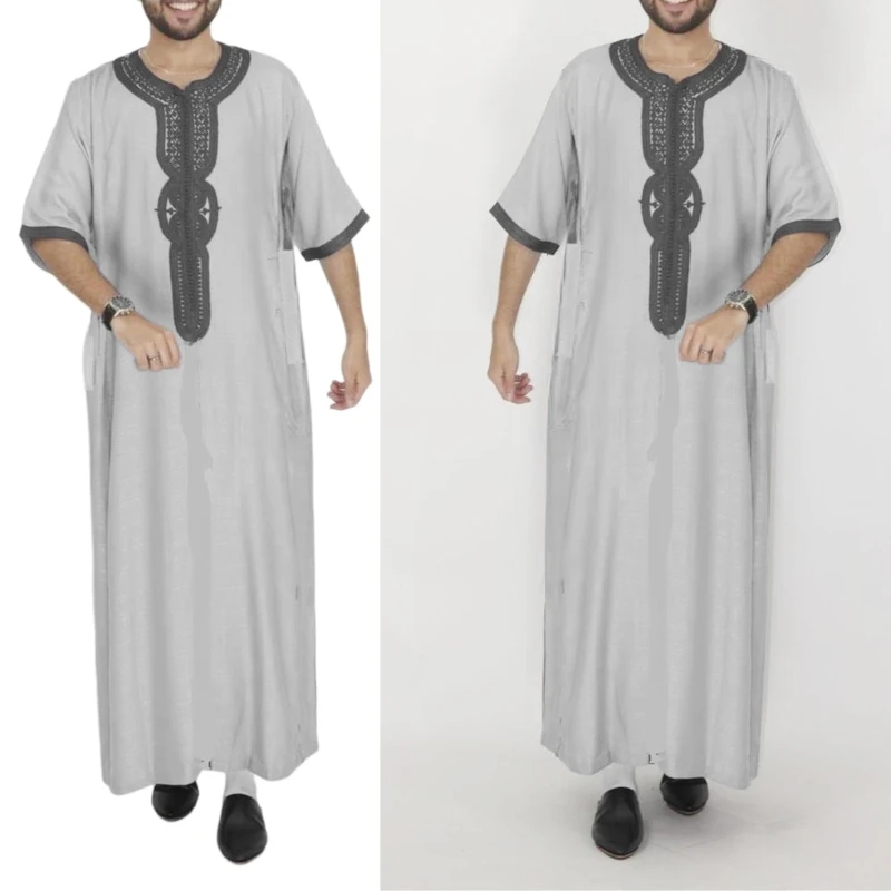 Vêtements islamiques pour hommes Robe arabe Kaftan Robe ethnique Robe islamique à manches longues