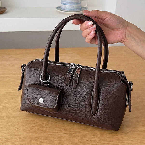 

Elegant Lychee Pillow-shaped Handbag,new Retro Casual Large-capacity Zipper Tote Bag,luxurious Simple High-quality Commuter Bags