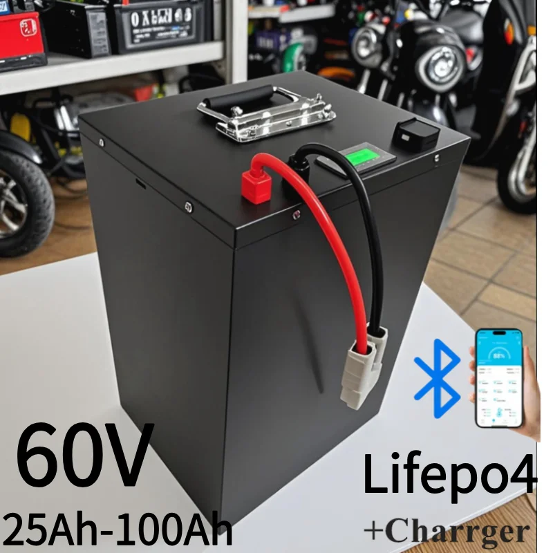 

100Ah 60V 60Ah 80Ah 30Ah 60V 40Ah 150Ah 120Ah lifepo4 Lithium battery with Bluetooth APP BMS for Scooter boat