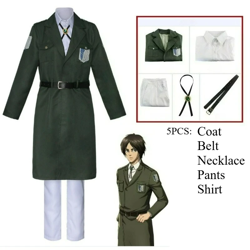 

Attack on Titan Eren Levi Cosplay Costume Shingeki No Kyojin Scouting Legion Soldier Jacket Coat for Adult Windbreaker Uniform