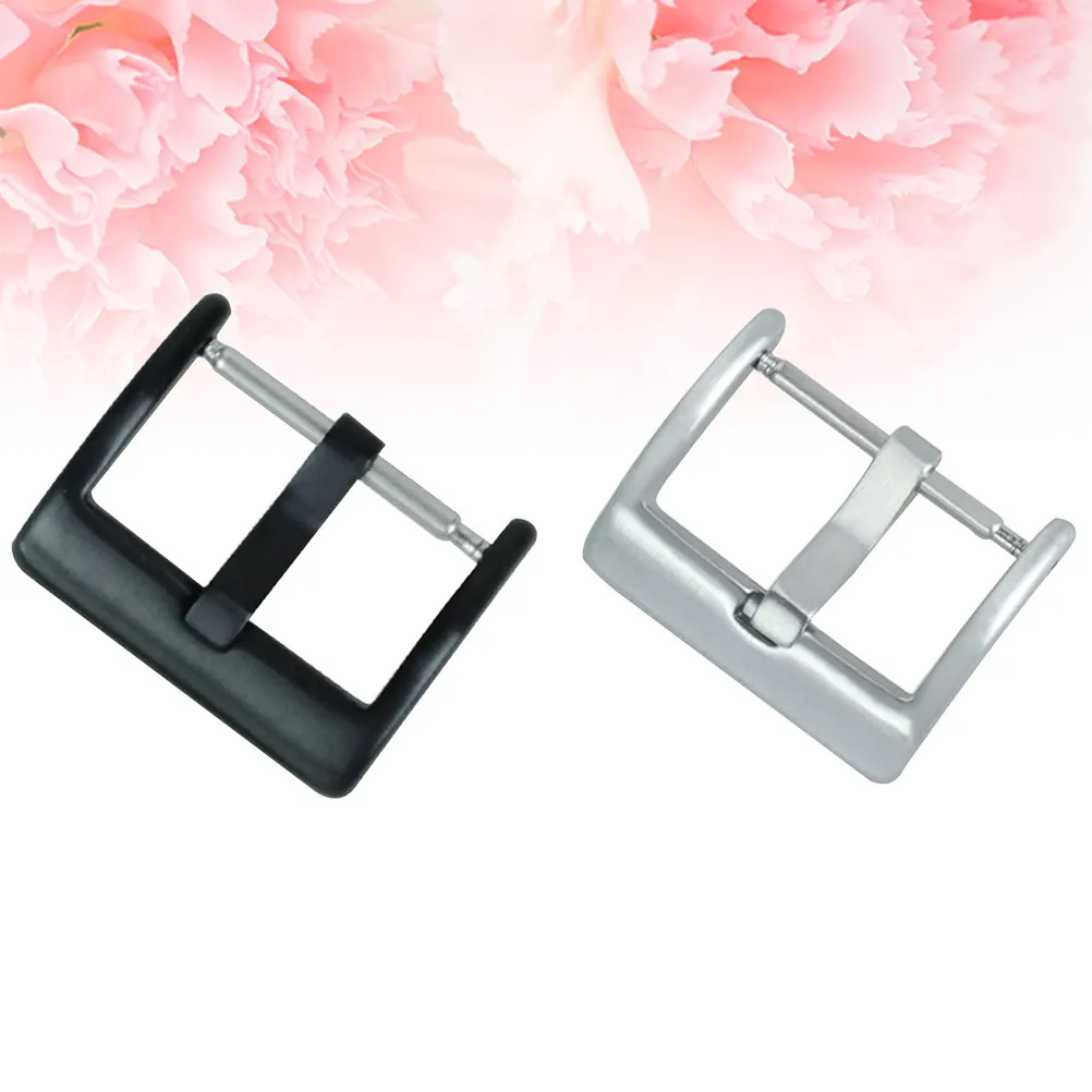 2Pcs 16Mm Stainless Steel Watch Band Clasp Buckle Universal Fit for Leather Silicone Smartwatch Straps Strong Secure Closure