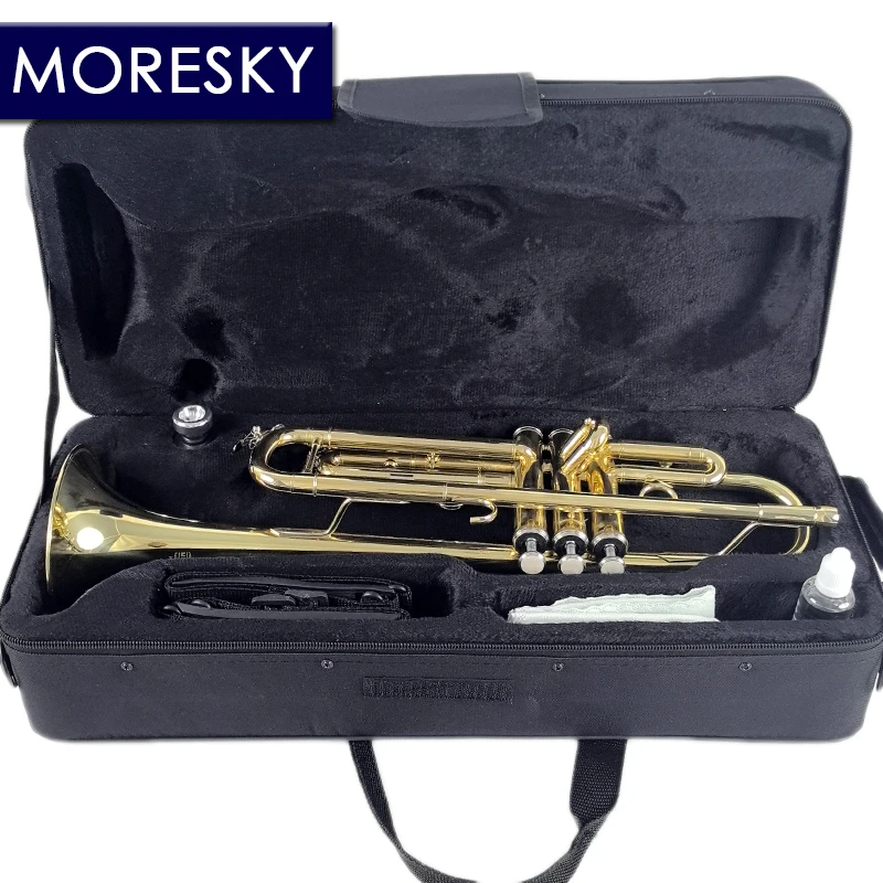 MORESKY Trumpet Bb Flat Brass Gold-painted Musical Instrument MTR-101