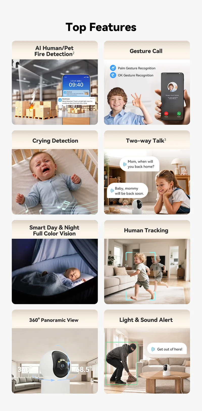 Sales Yoosee B31-S AI Security Camera 2K 3MP WiFi6 360 Degree Auto Tracking Full Color Night Vision Two Way Audio Onvif 256GB SD