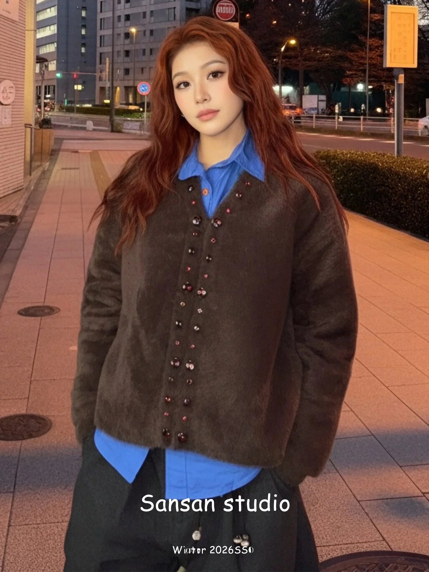 

Женское свободное вязаное пальто класса люкс из плотной ткани с искусственным мехом для весны и осени, повседневное, для работы, с длинными рукавами